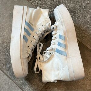 Adidas Nizza Platform High Top Sneakers White Blue Size 10